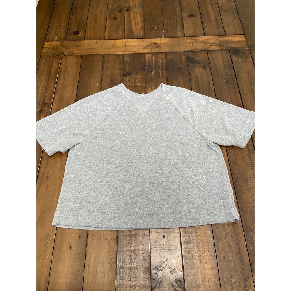 prAna Cozy Up Wandery Short Sleeve Sweatshirt Gray S Hemp Blend Cropped Pullover